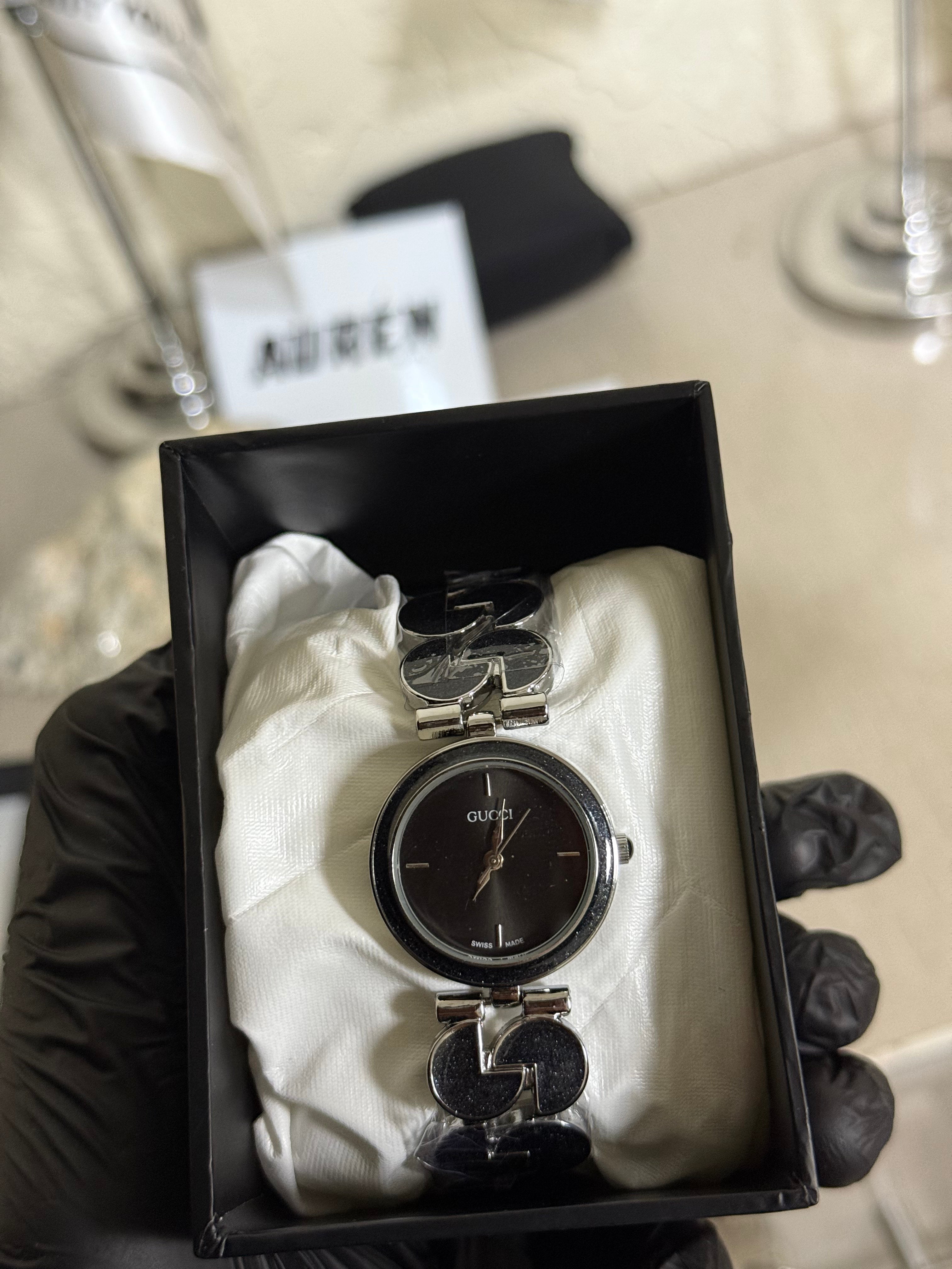 Black Gucci Ladies chain watch